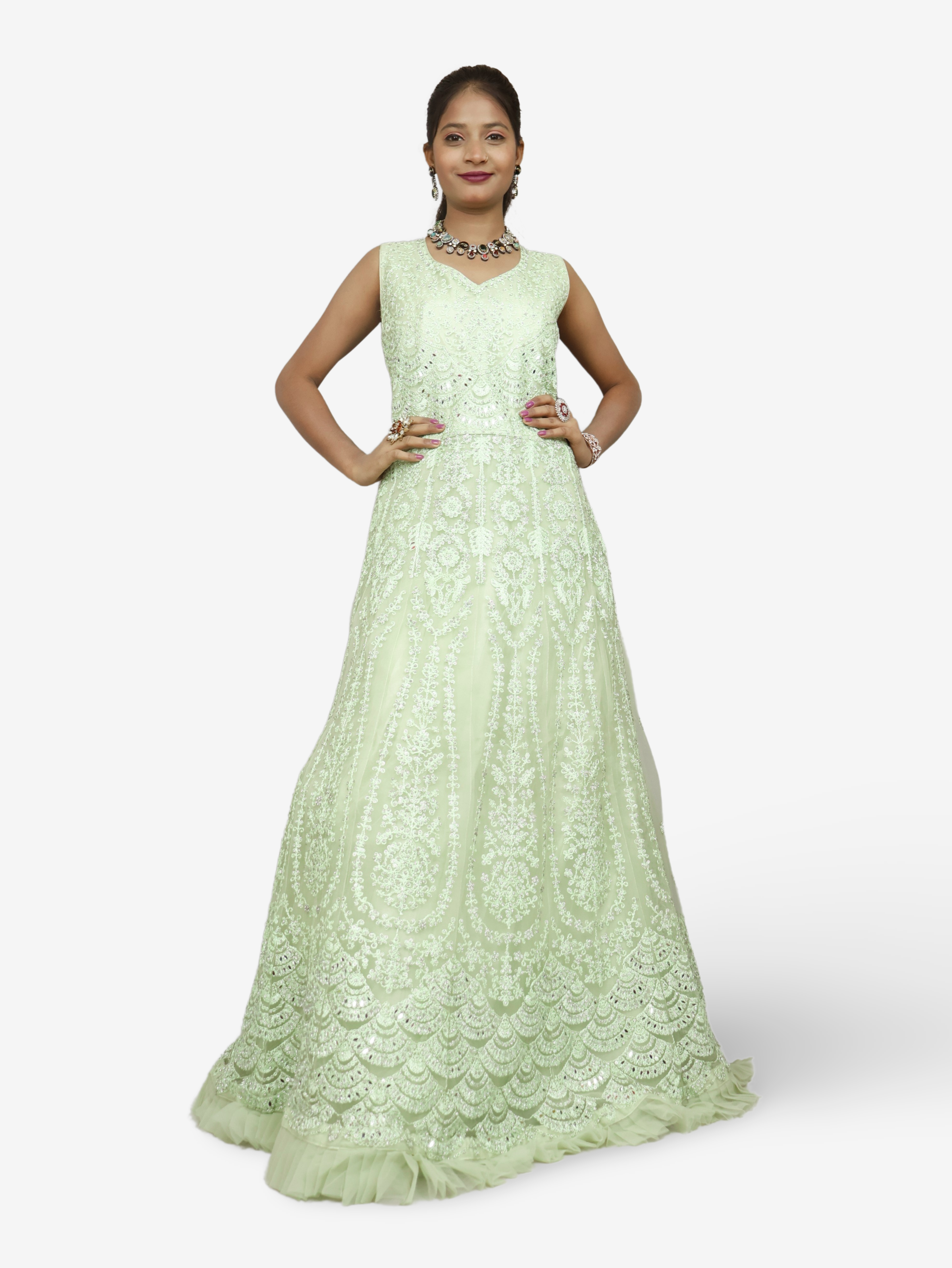 Gown with Thread Work & Stones by Shreekama