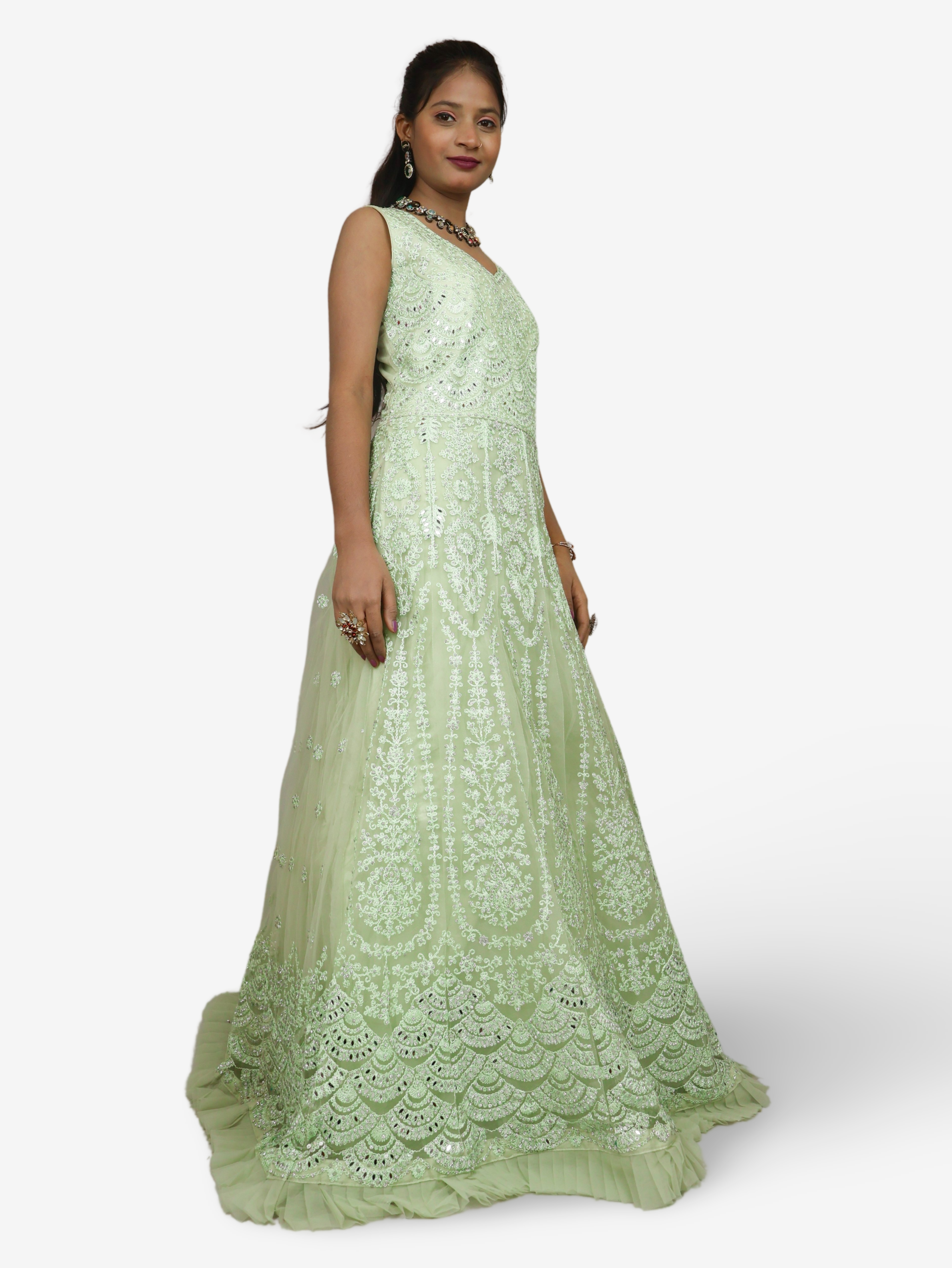 Gown with Thread Work & Stones by Shreekama