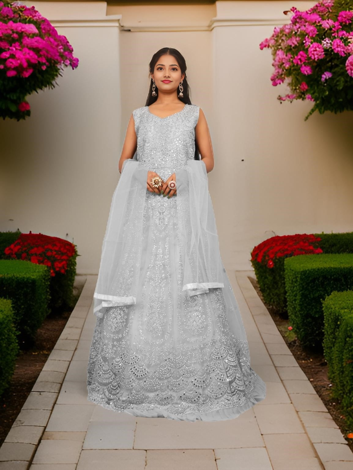 Gown with Thread Work & Stones by Shreekama