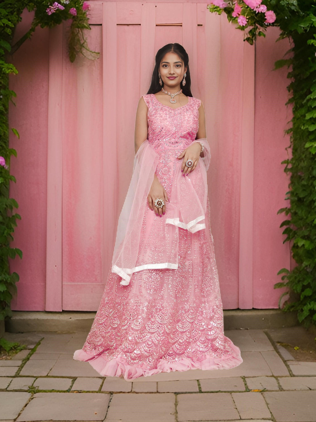 Gown with Thread Work & Stones by Shreekama