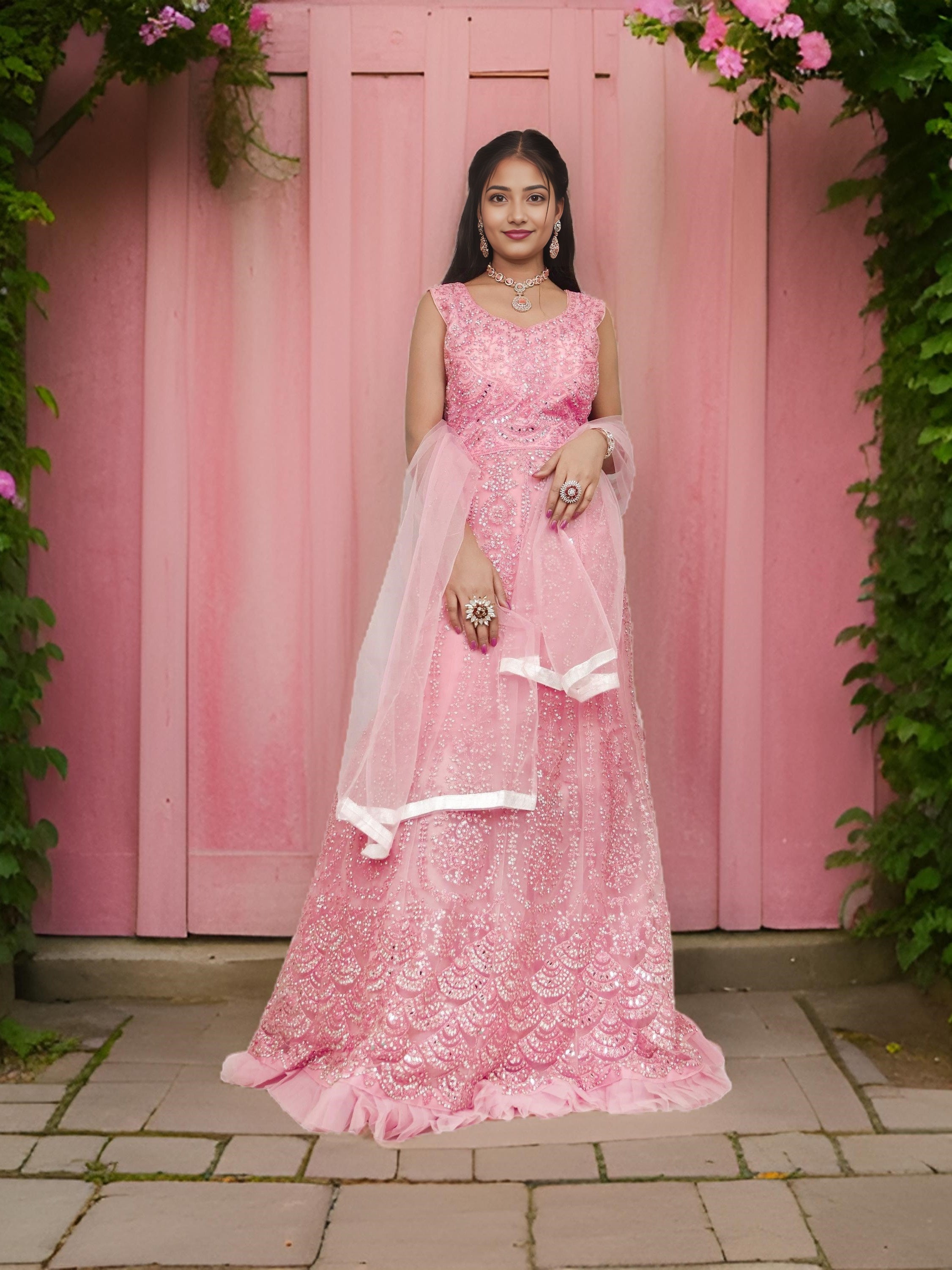 Gown with Thread Work & Stones by Shreekama