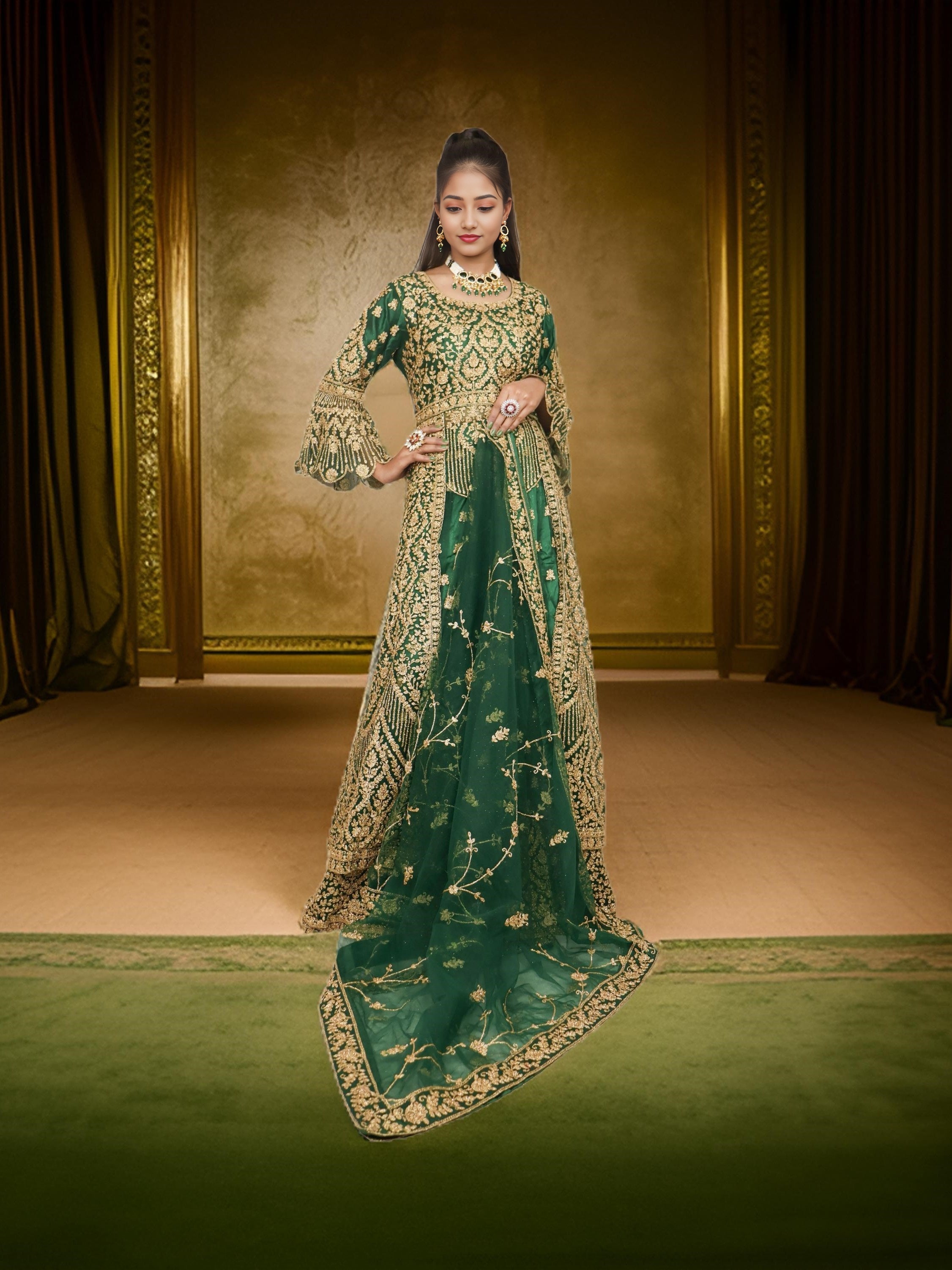 Shrug & Zari Thread Work Lehenga Choli Set