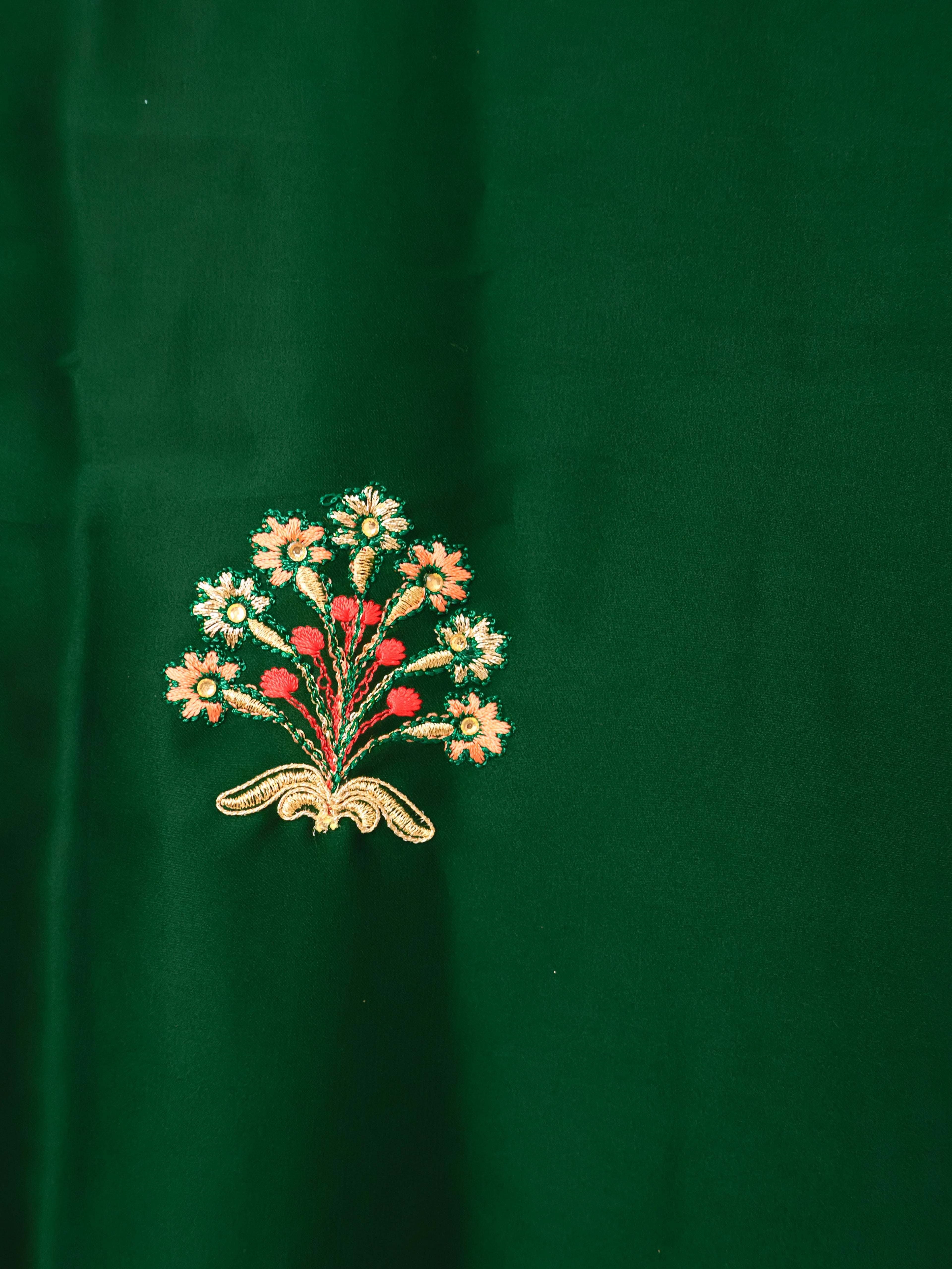 Designer Saree with Kundan & Embroidery Work by Shreekama