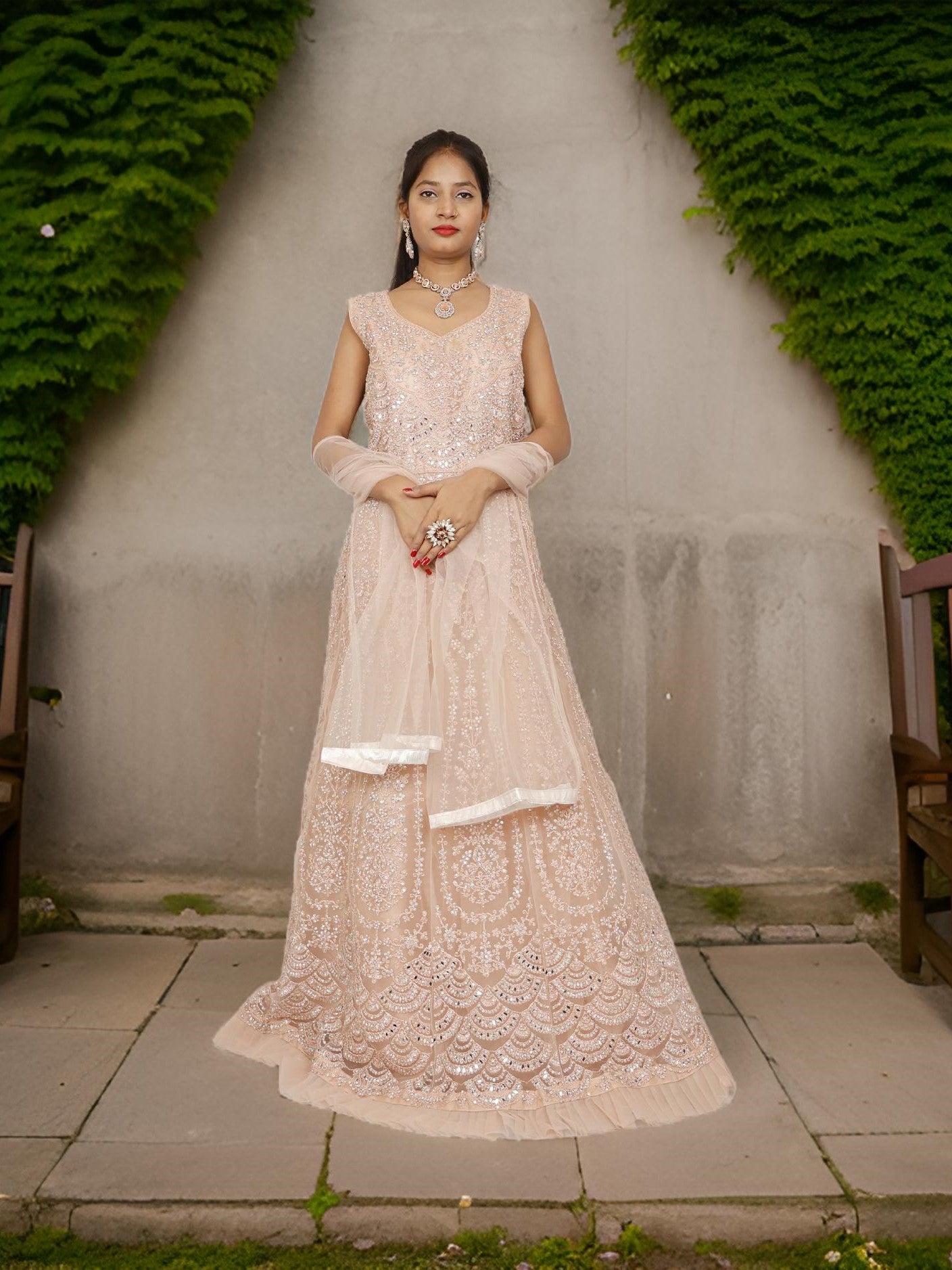 Gown with Thread Work & Stones by Shreekama